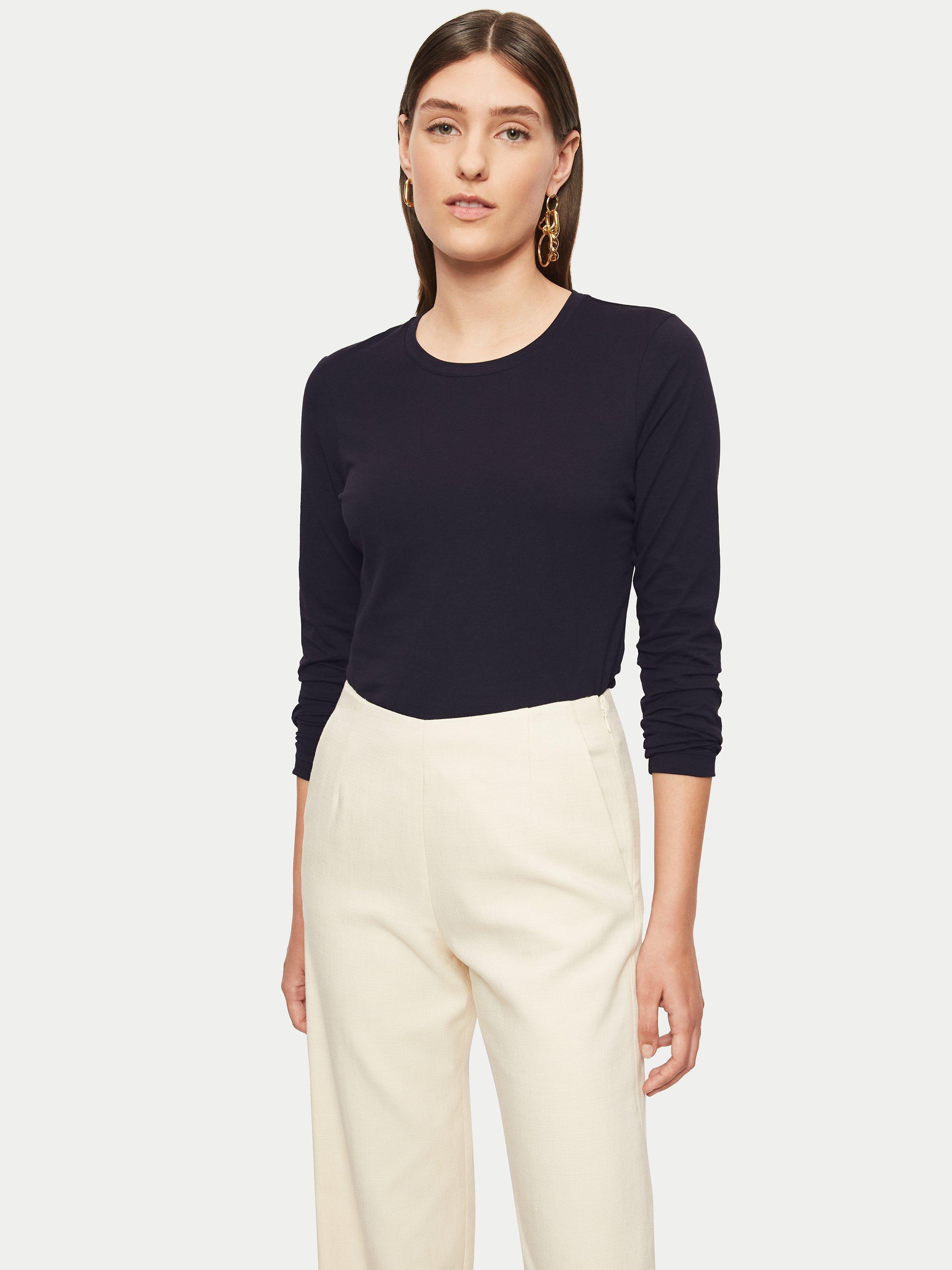 Jigsaw Supima Cotton Long Sleeve T-Shirt, Navy