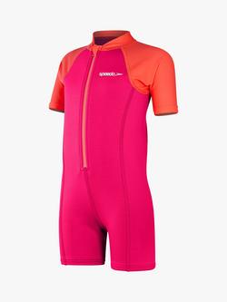 Speedo Kids Shortie Wetsuit, Cherry Pink/Coral, Cherry Pink/Coral