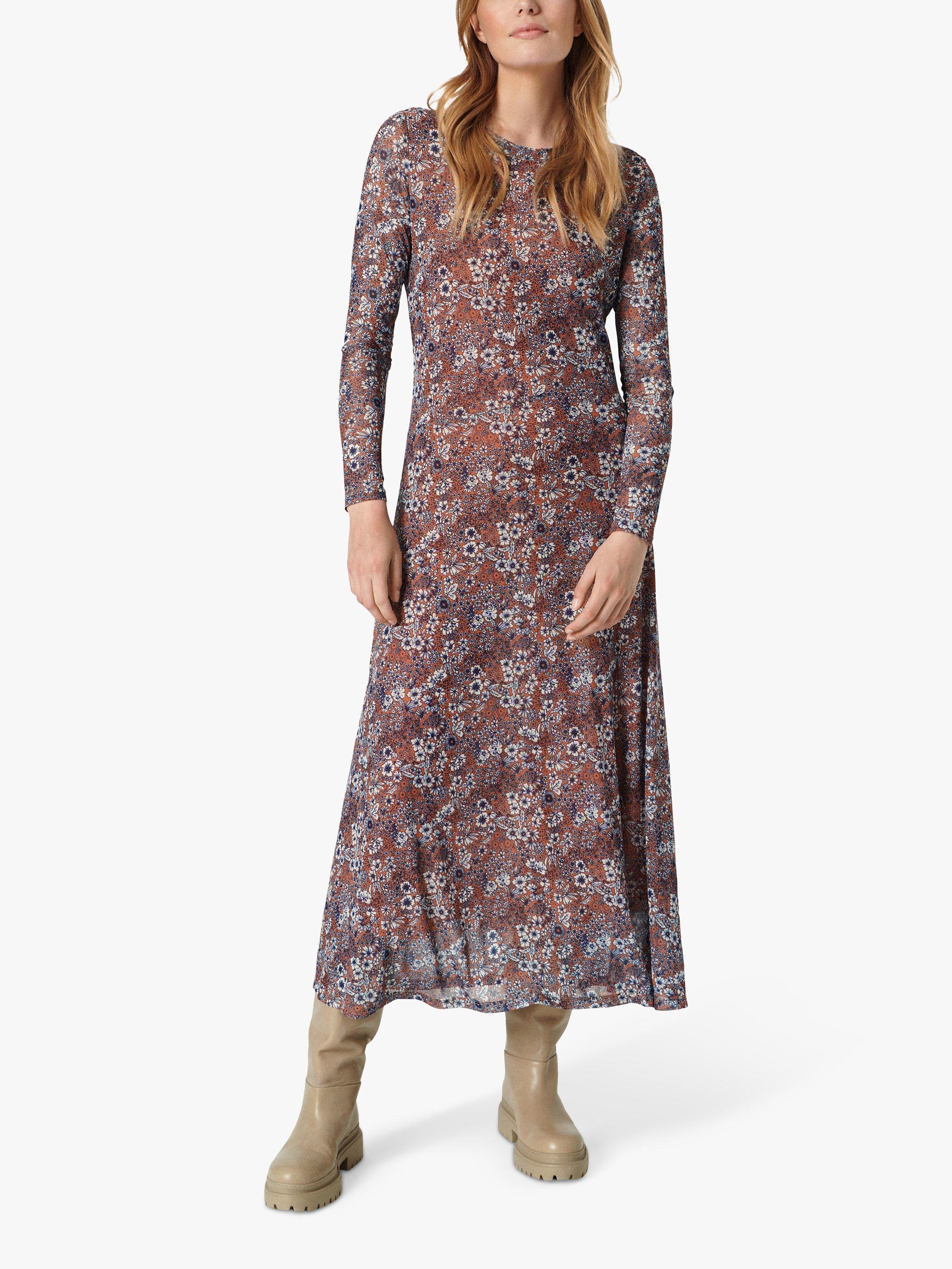 Soaked In Luxury Briley Arine Floral Midi Dress, Amber Brown