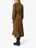 Soaked In Luxury Karven Long Sleeve Ruffle Wrap Midi Dress, Beech