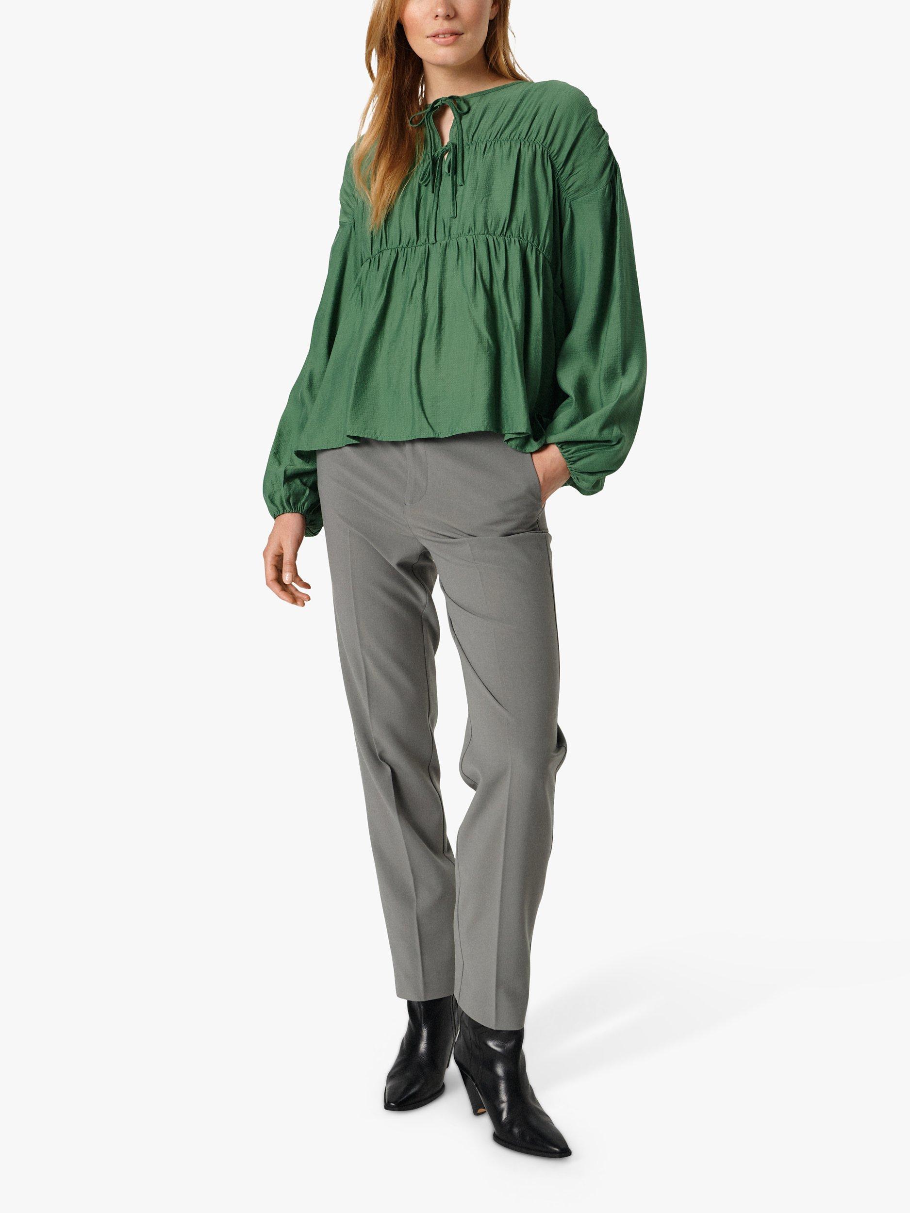 Soaked In Luxury Aminah Long Sleeve Blouse, Dark Ivy