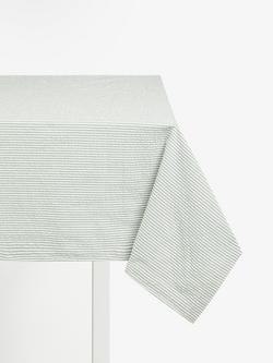 John Lewis Leckford Striped Seersucker Cotton Tablecloth, Green