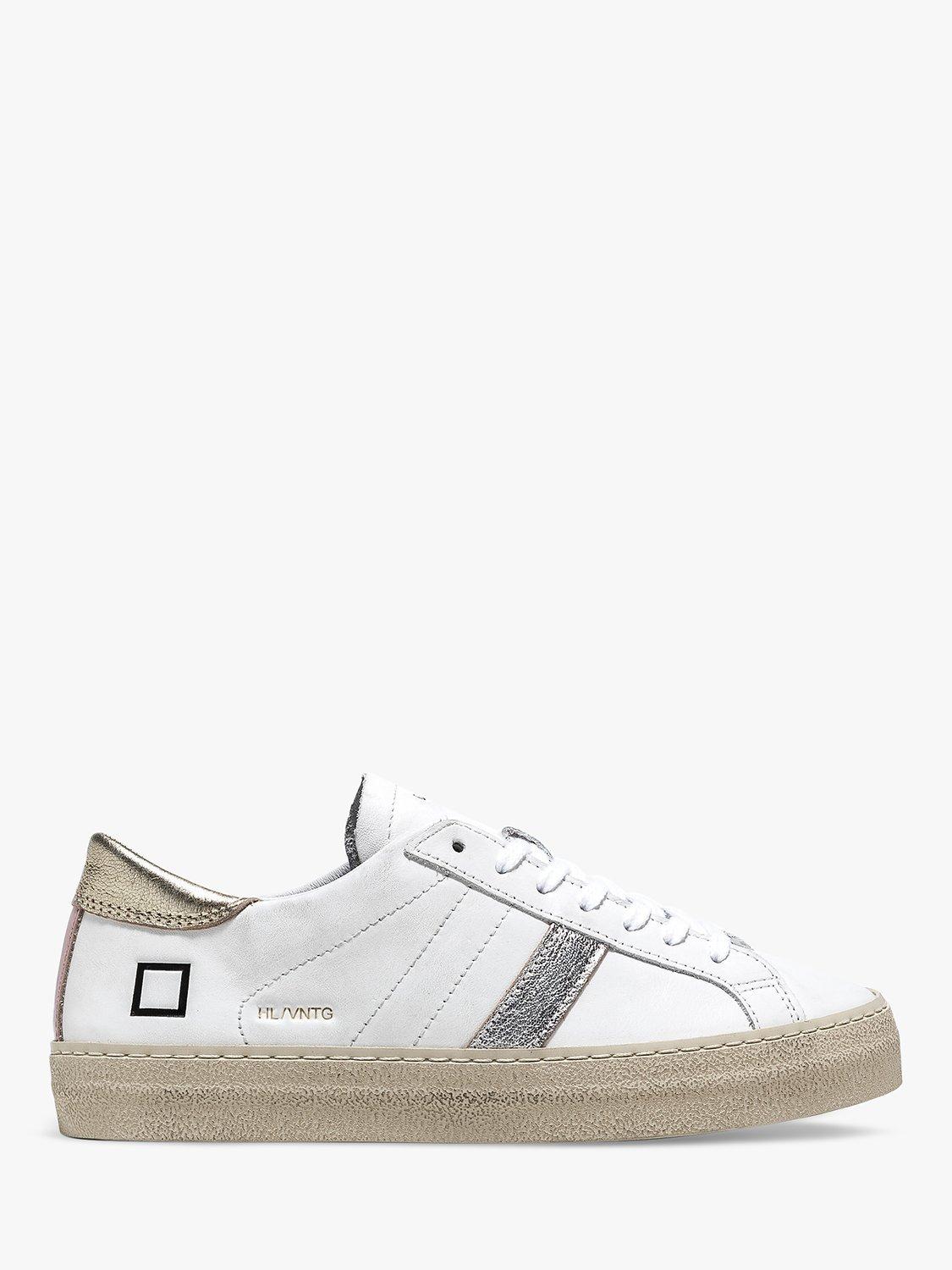 D.A.T.E. Hill Leather Low Top Trainers, White Platinum