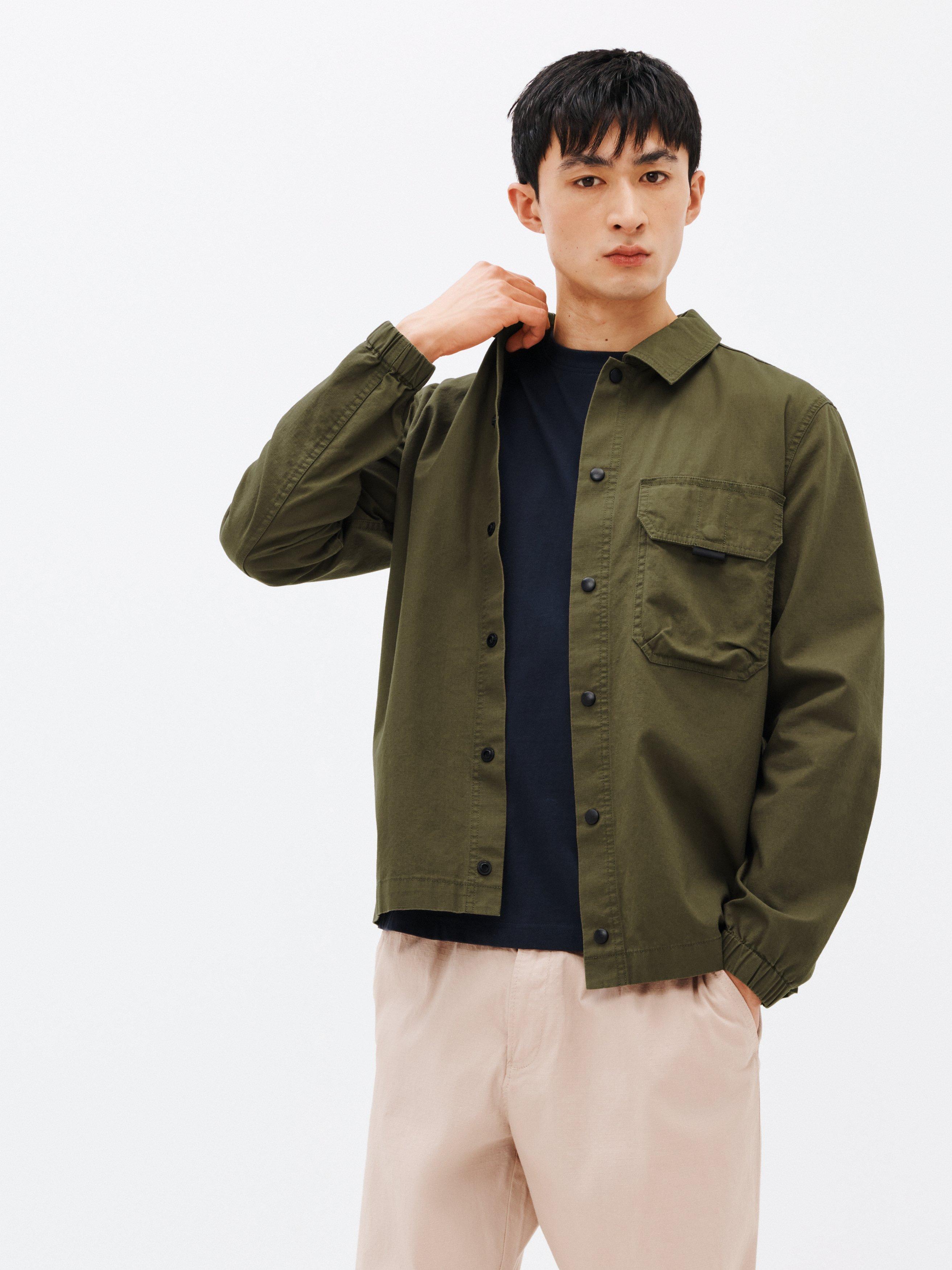 John Lewis ANYDAY Cotton Ripstop Overshirt, Khaki