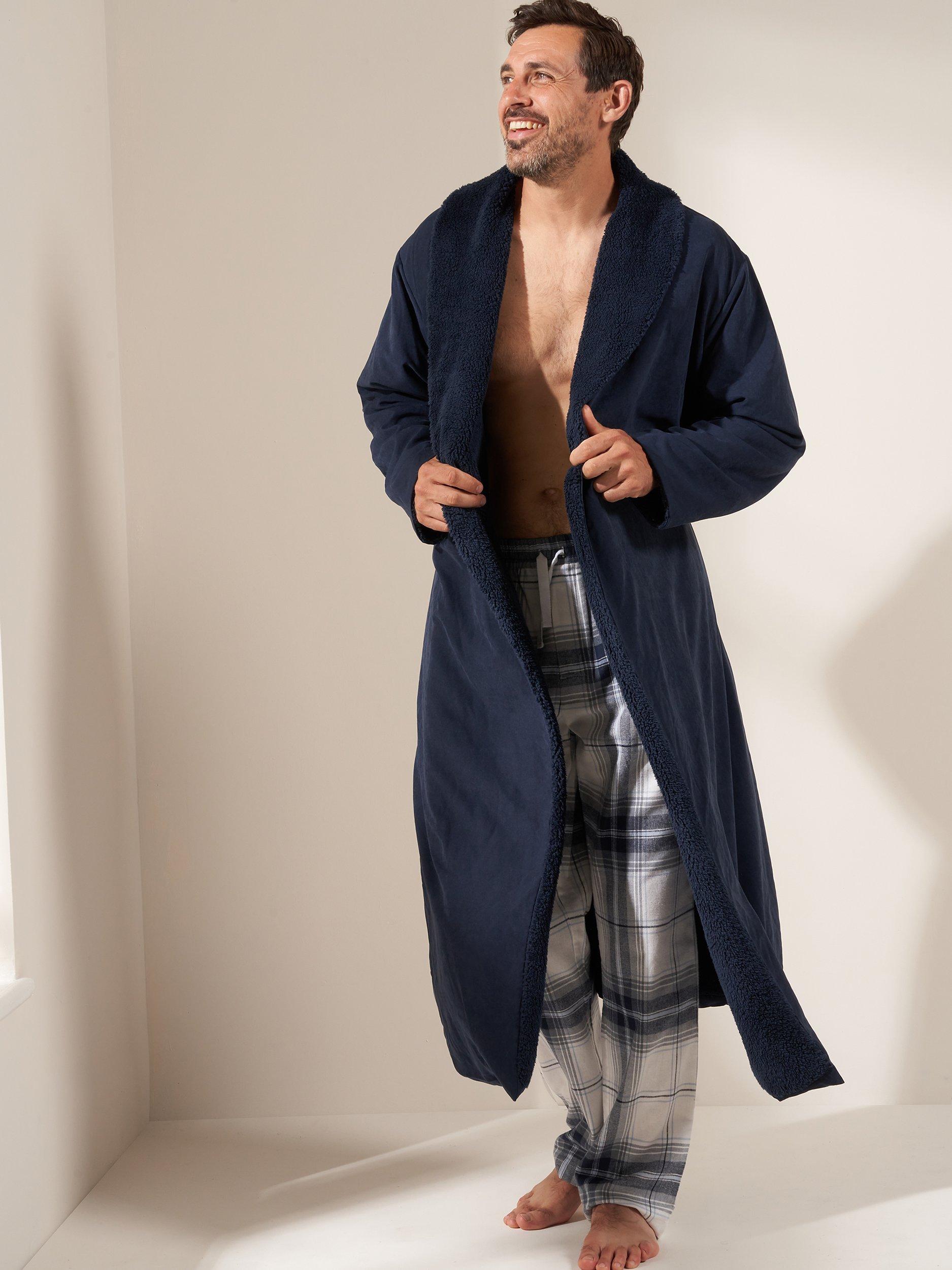 Truly Fleece Lined Dressing Gown Midnight