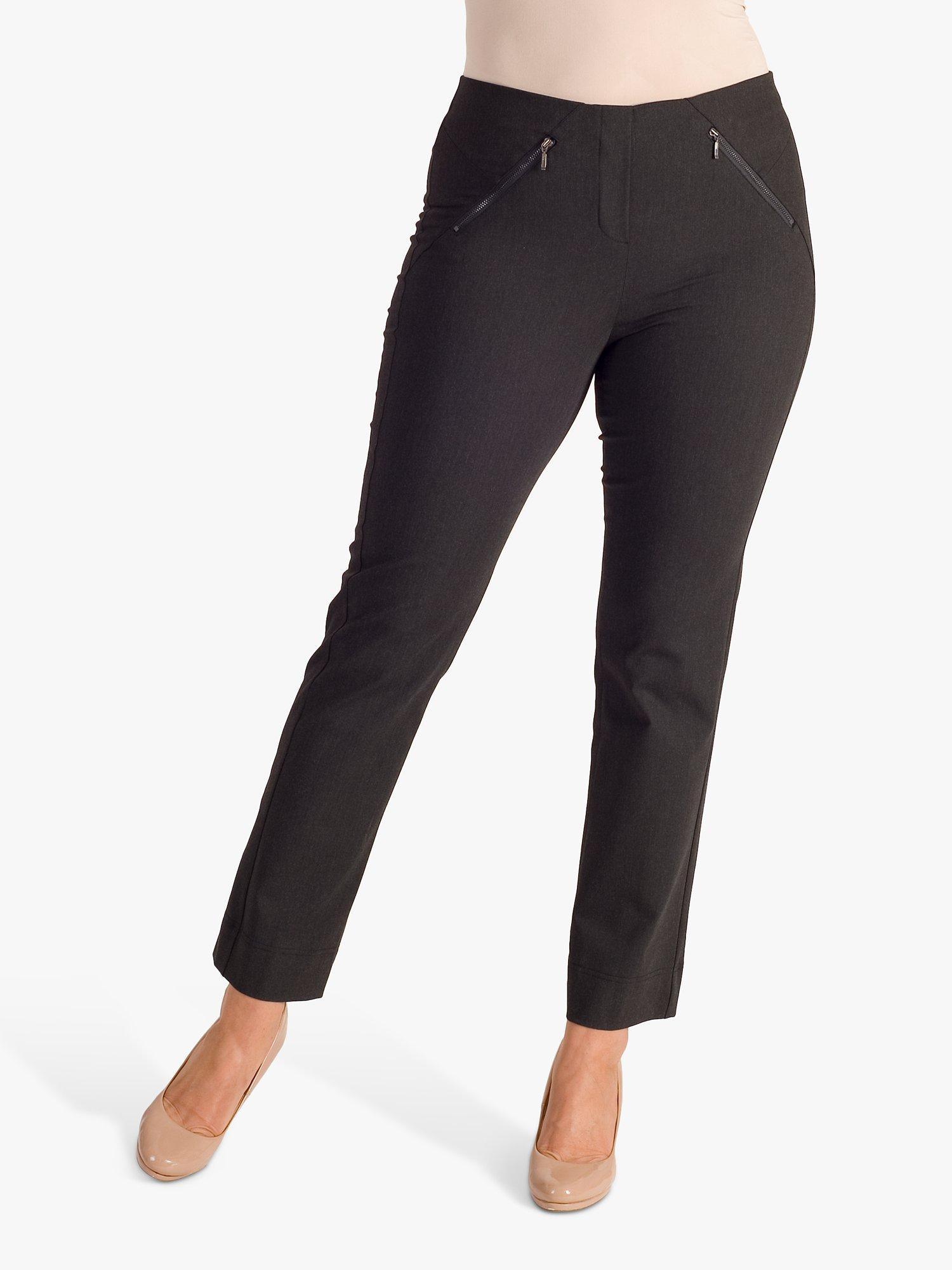 Chesca Zip Detail Stretch Trousers, Charcoal