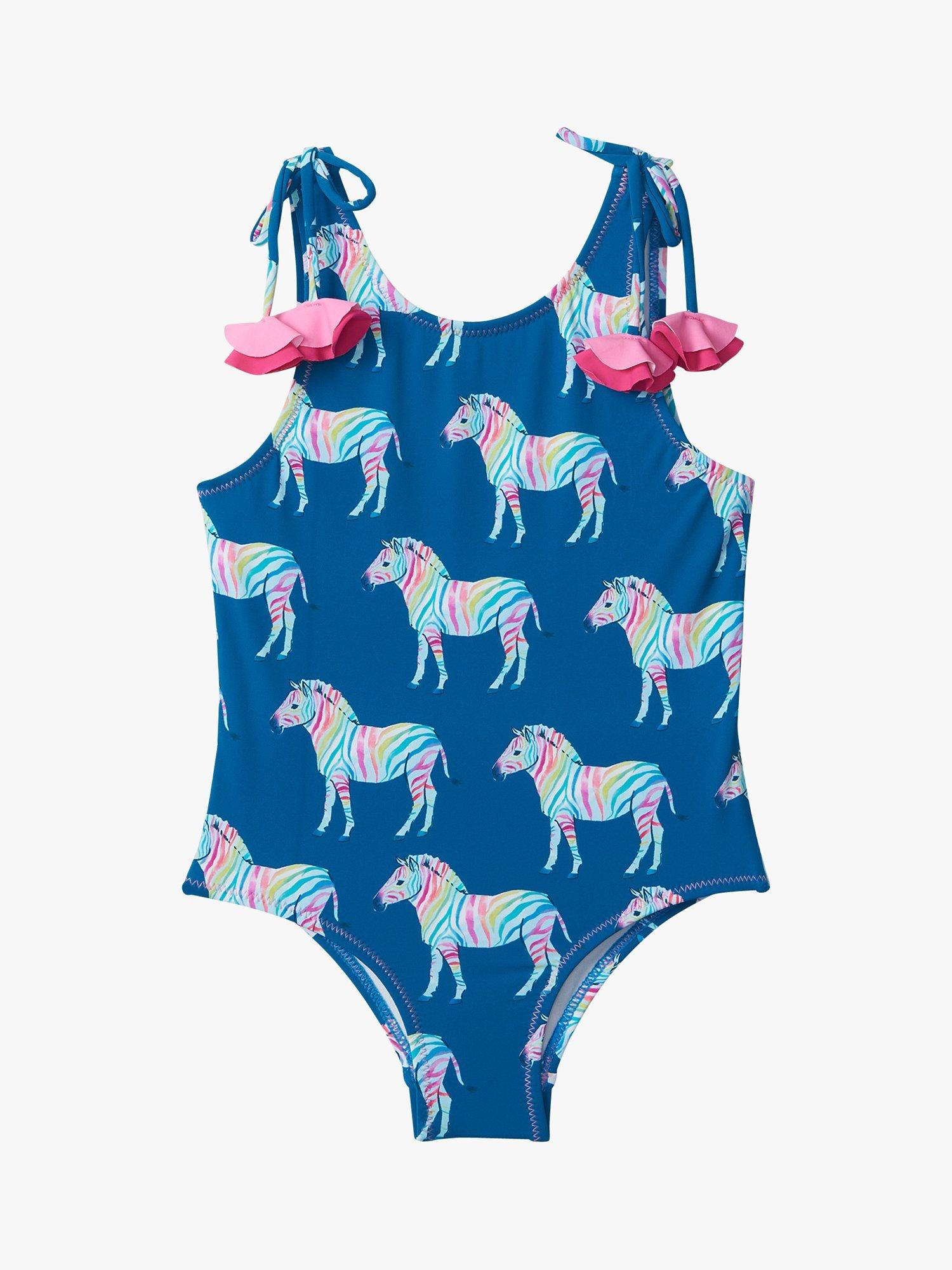 Hatley Kids' Toggle Detail Zebra Swimsuit, Blue Quartz