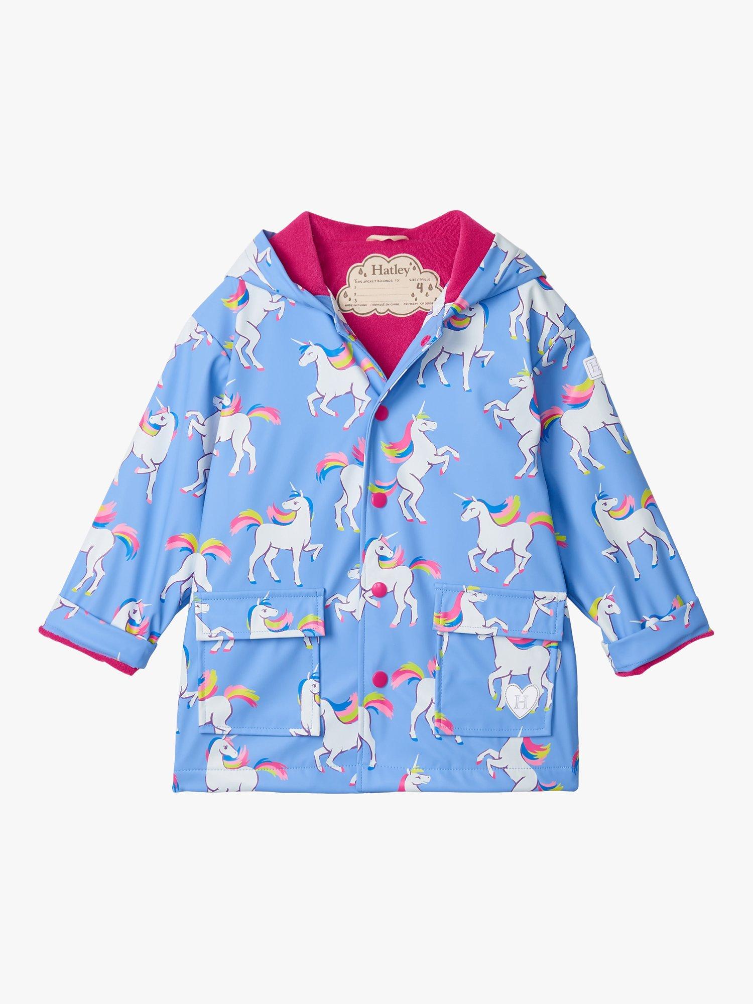 Hatley Kids' Printed Raincoat, Hydrangea Unicorn