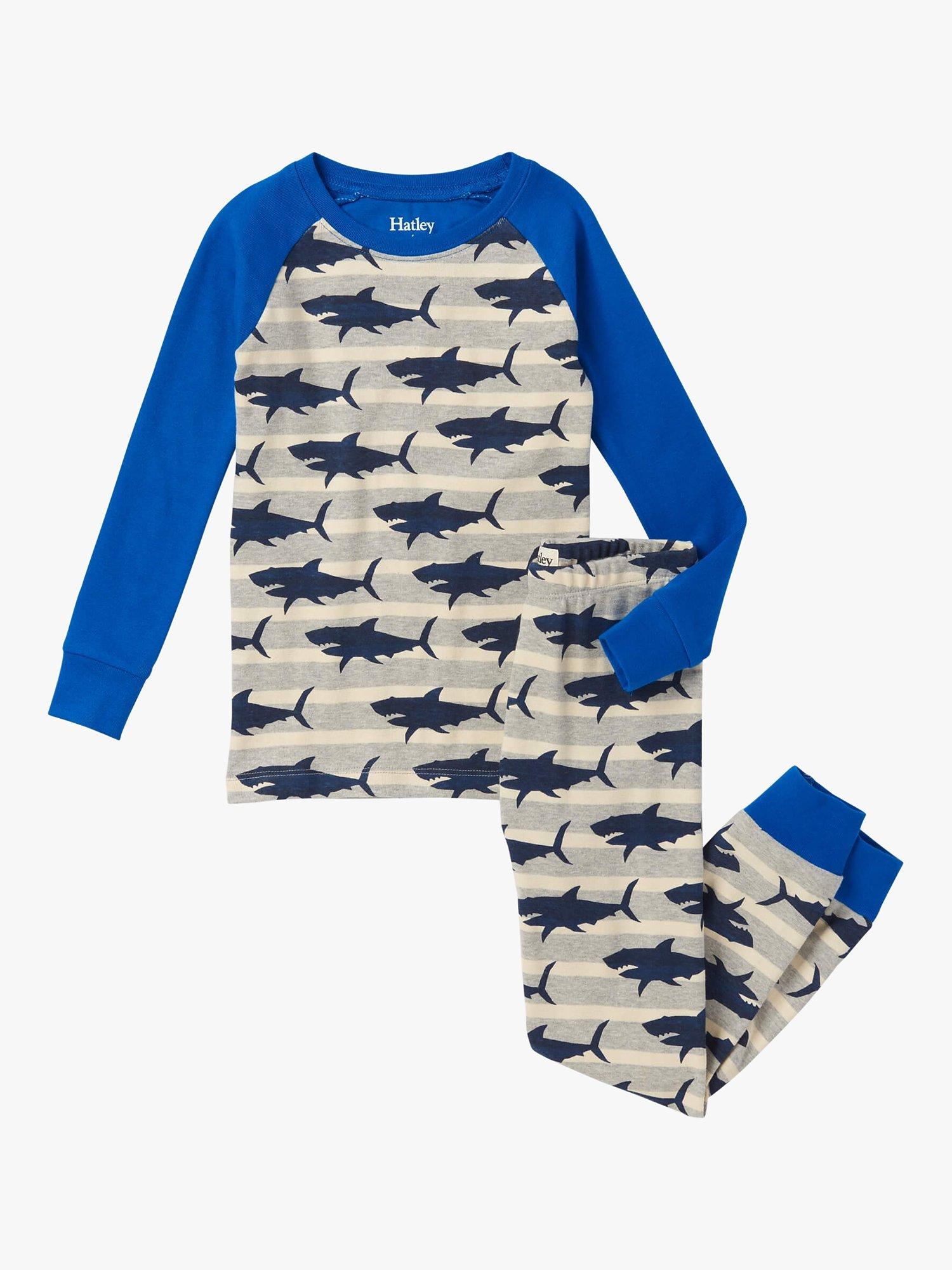 Hatley Kids' Cotton Animal Graphic Long Sleeve Pyjama Set, Grey Melange 