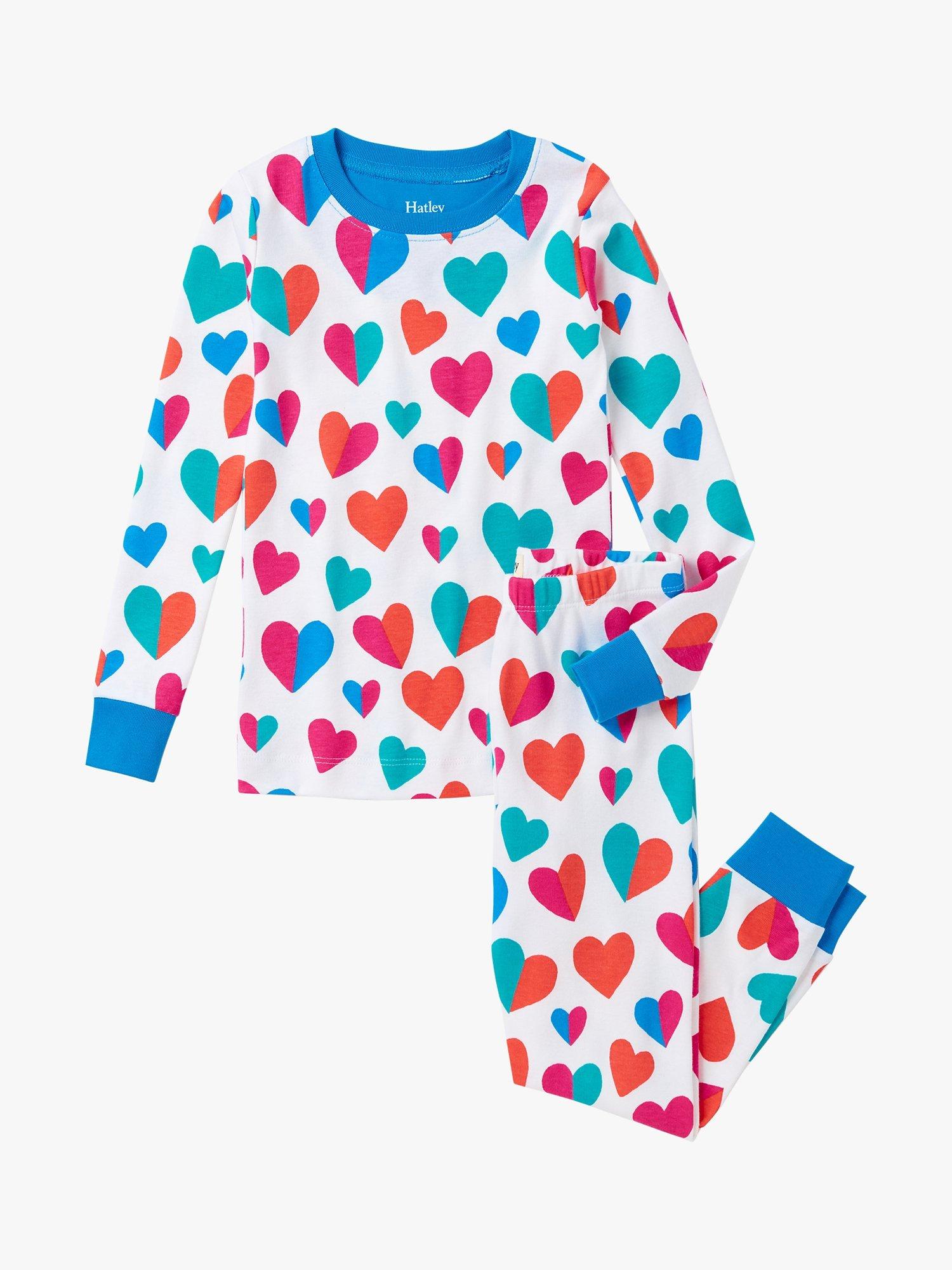 Hatley Kids' Cotton Long Sleeve Pyjama Set, White/Multi 