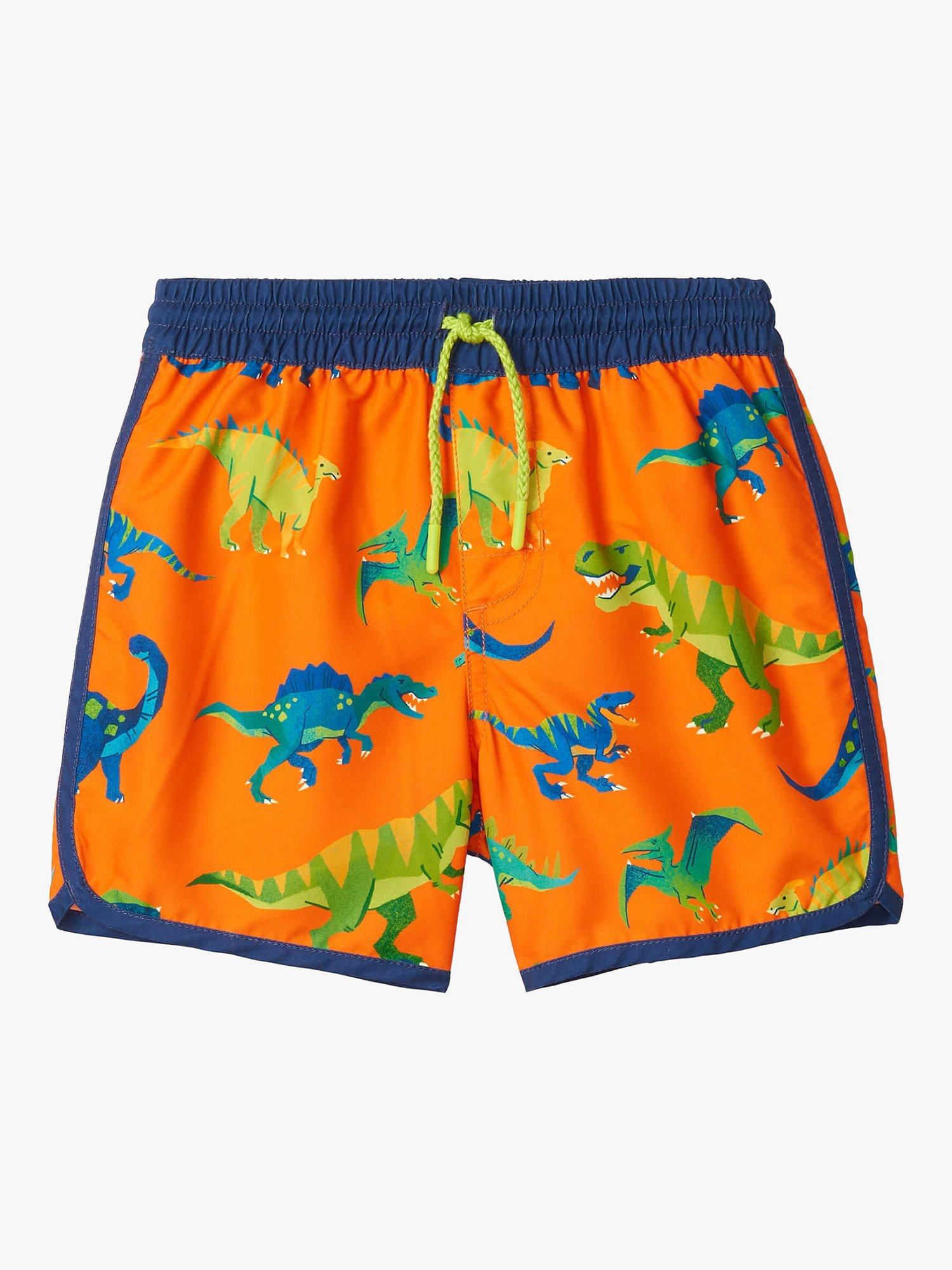 Hatley Kids' Animal Graphic Swim Shorts, Oriole Dinosaur