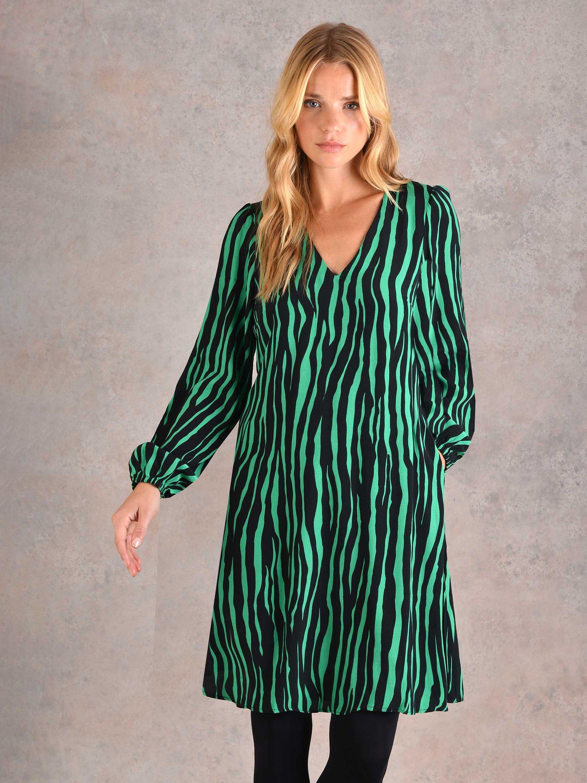 Green and black zebra print dress hotsell