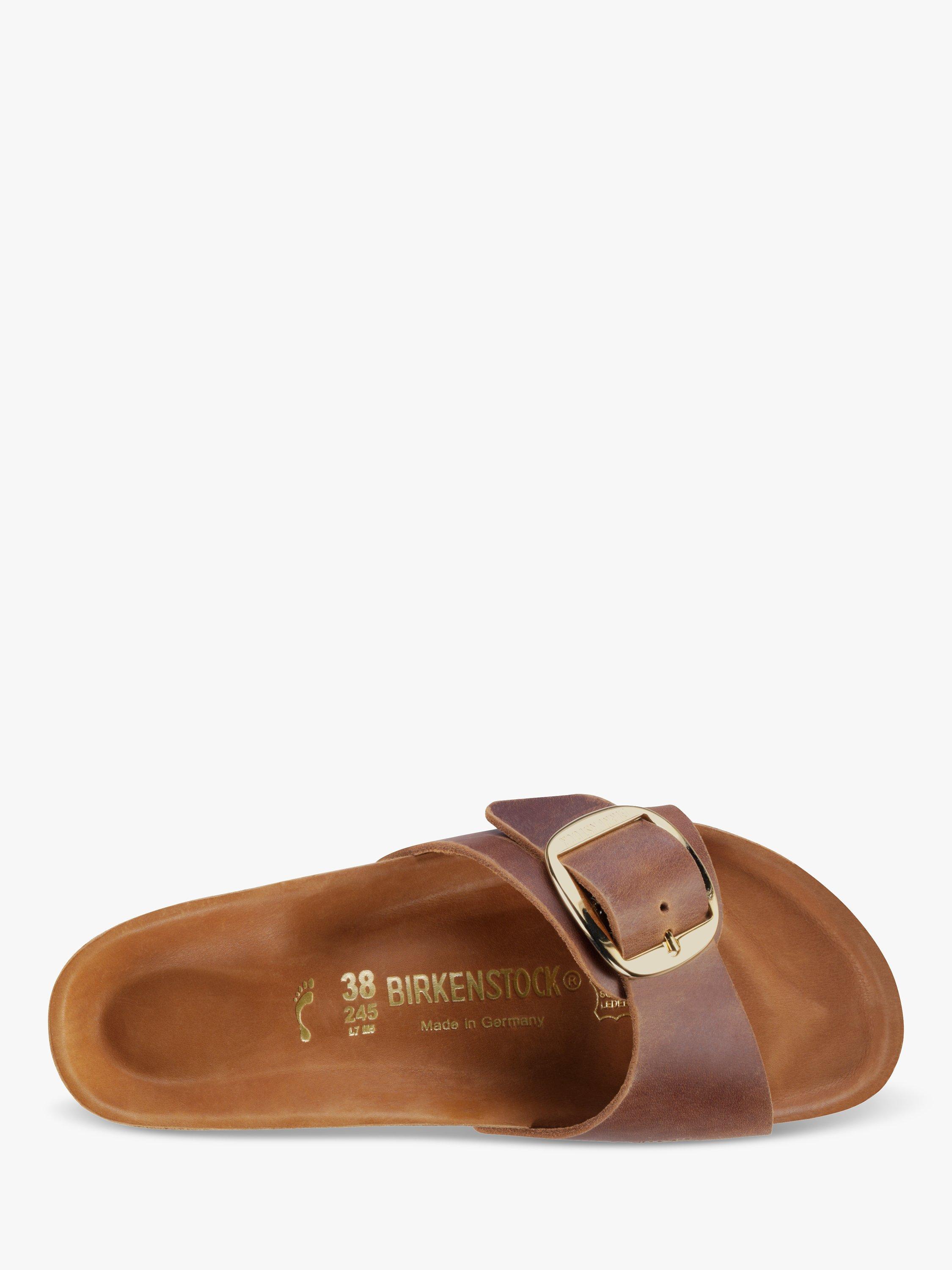 Birkenstock Madrid Narrow Fit Big Buckle Oiled Leather Sandals, Cognac, 39