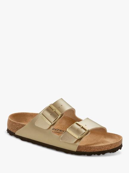 Birkenstock Arizona Birko Flor Double Strap Sandals, Gold - view 2, Gold