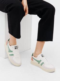 Gola Grandslam Leather Trainers - view 2, White/Green