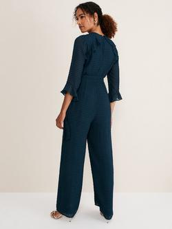Phase Eight Hattie Wrap Wide Leg Jumpsuit, Ocean - view 2, Ocean