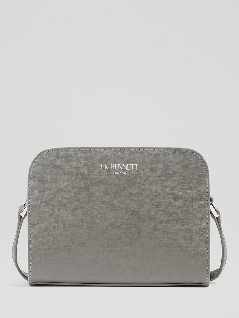 L.K.Bennett Marie Saffiano Leather Cross Body Handbag, Dark Grey