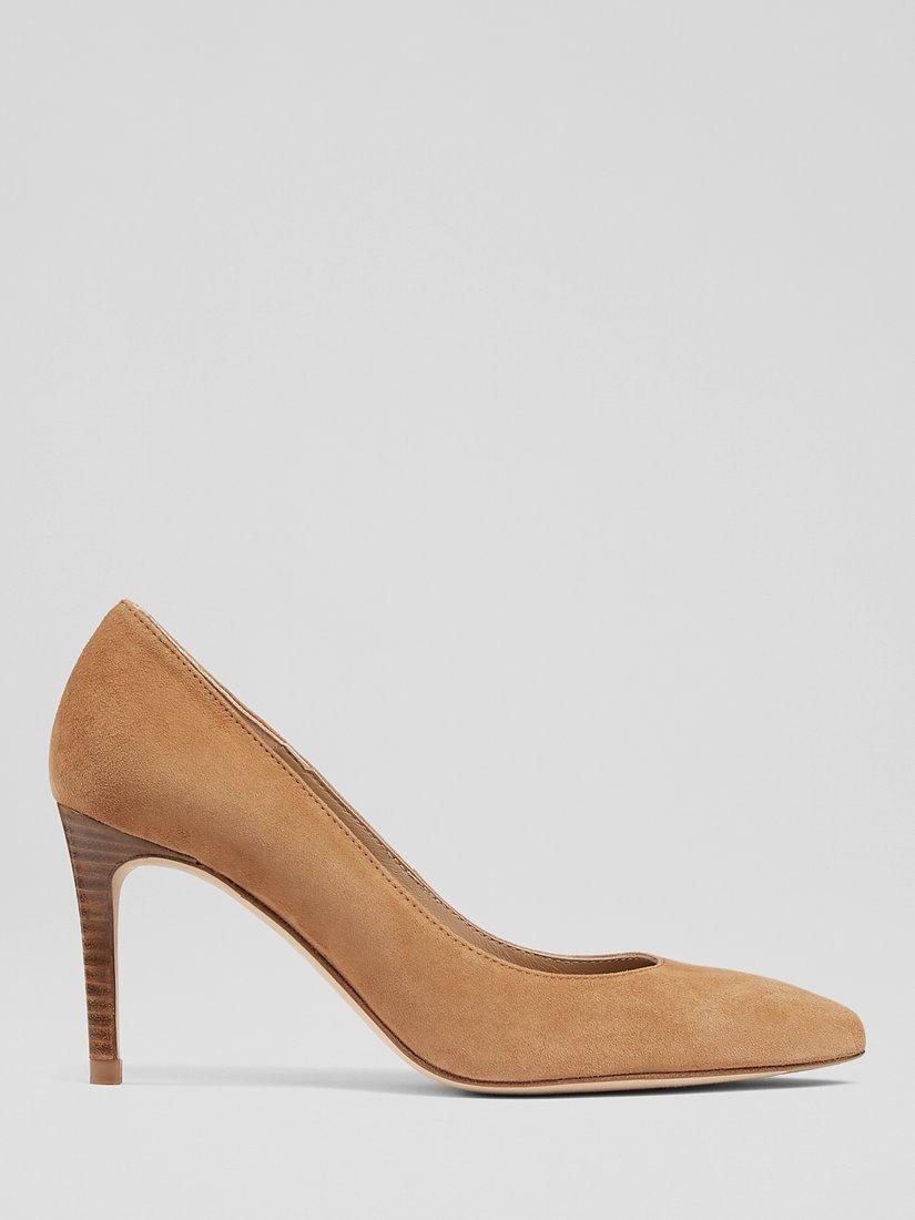 L.K.Bennett Floret Suede Wooden Heel Pointed Toe Court Shoes