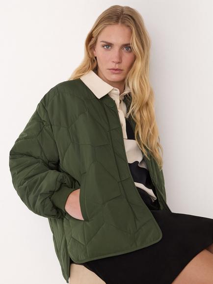 Whistles Ida Short Quilted Coat, Khaki