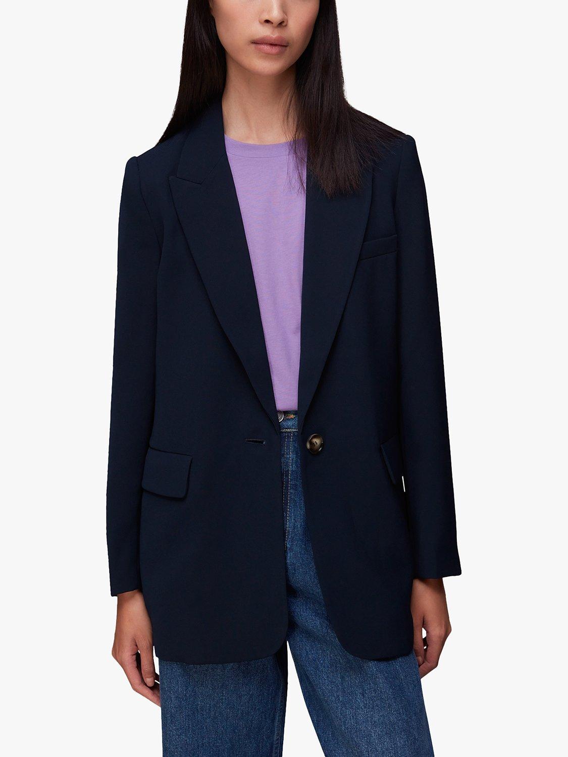 Whistles Crepe Boyfriend Blazer Navy