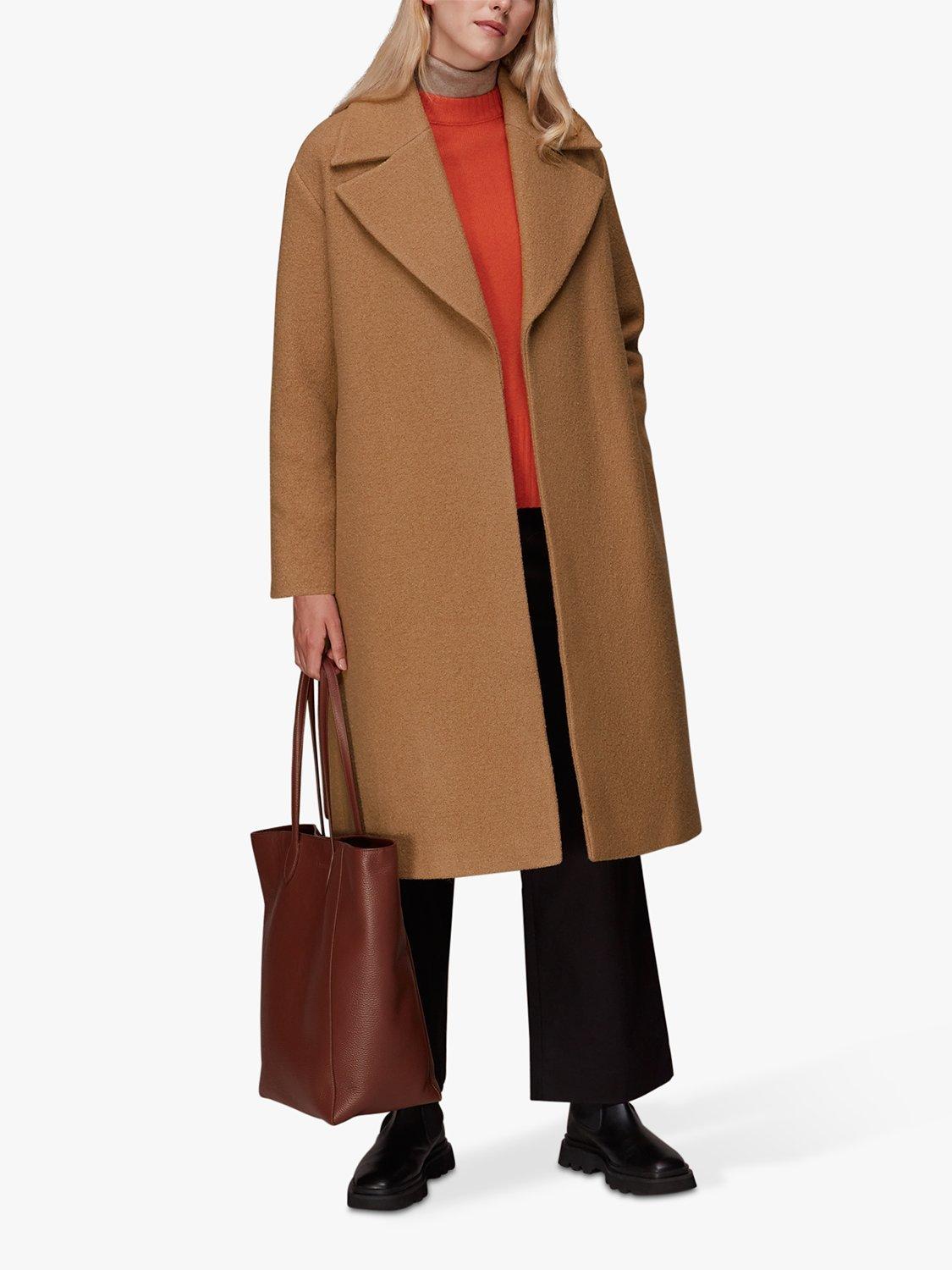 Whistles Lorna Wrap Wool Coat, Camel