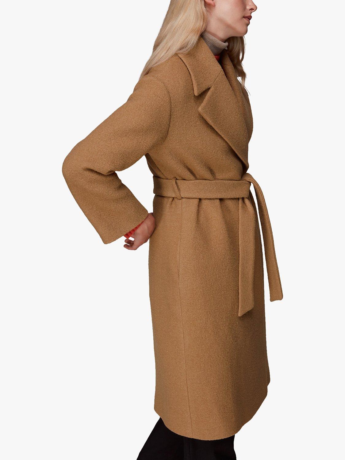 Product image 4 of 6, which shows Whistles Lorna Wrap Wool Coat, Camel, 6