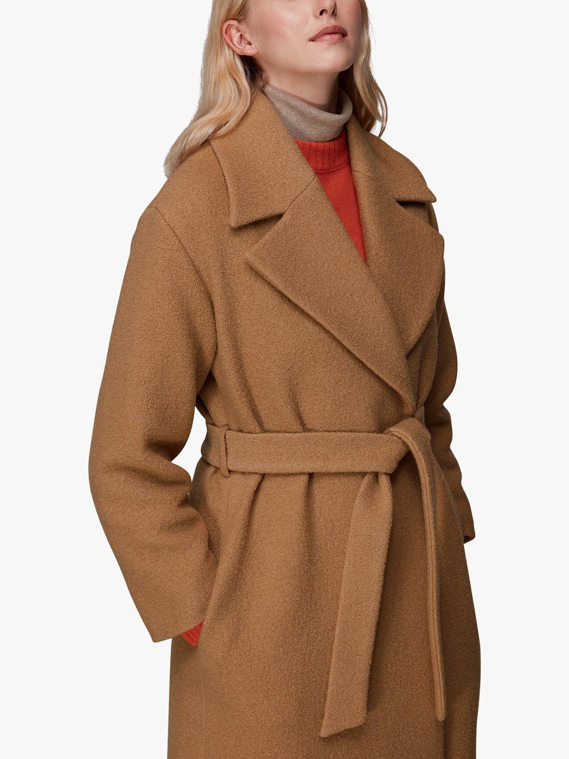 Product image 5 of 6, which shows Whistles Lorna Wrap Wool Coat, Camel, 6