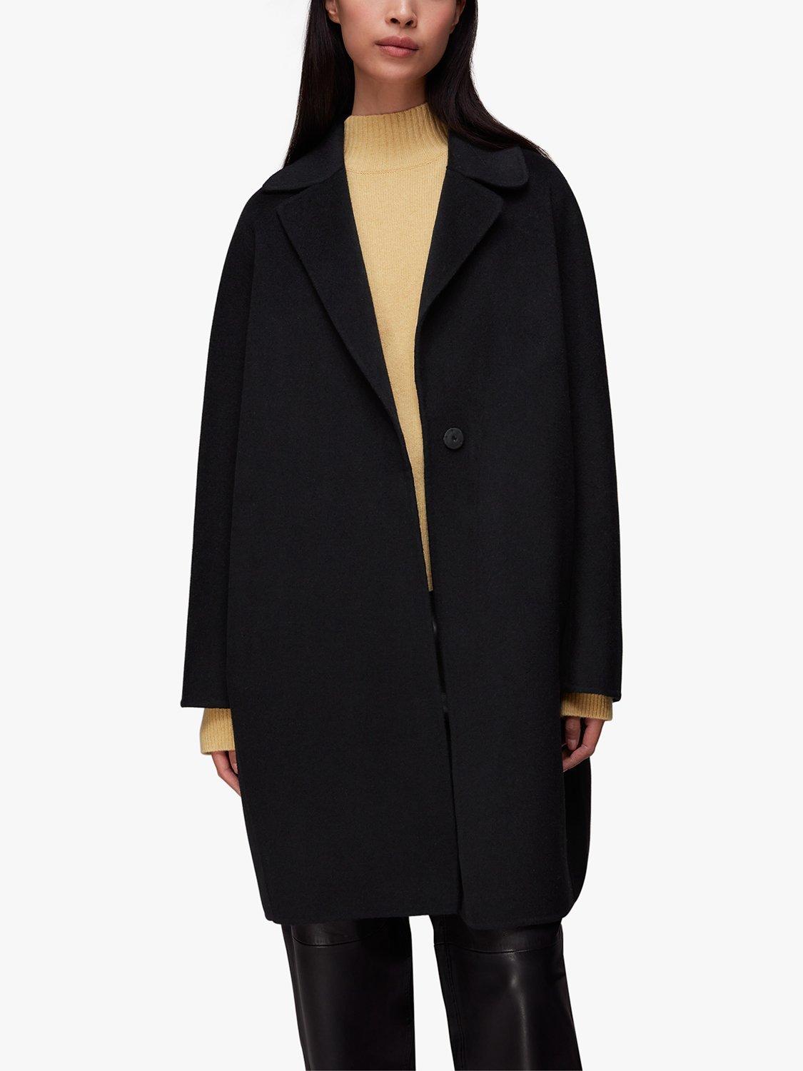 Whistles Double Faced Wool Blend Coat Black