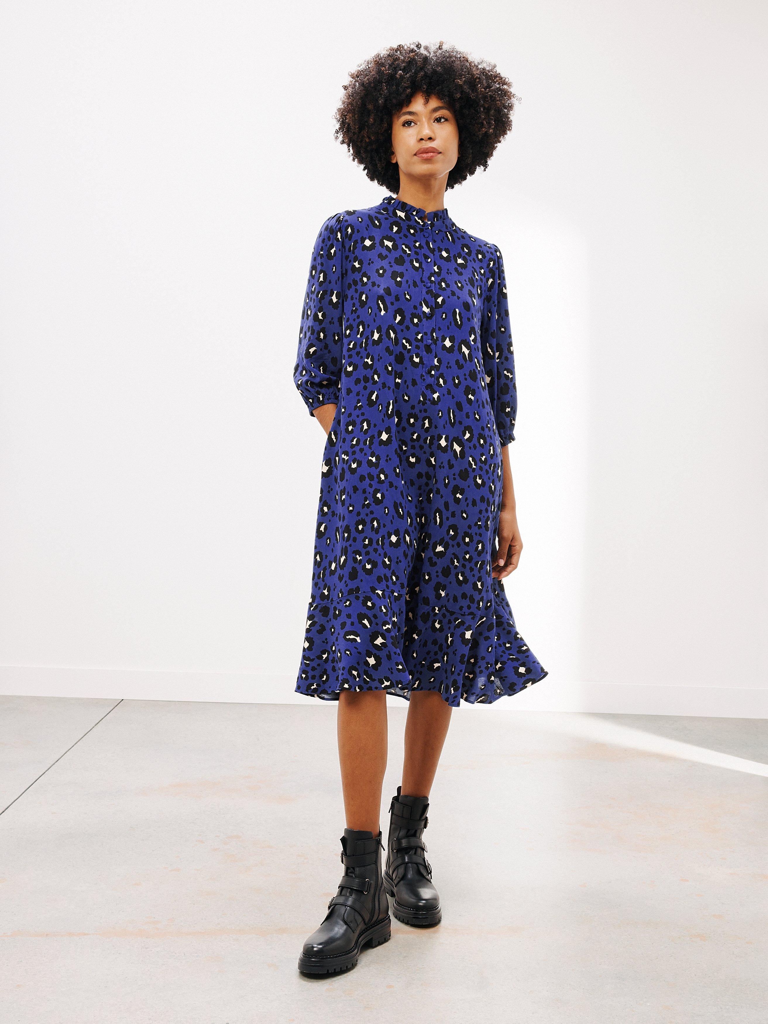 AND/OR Fifi Leopard Print Dress, Blue