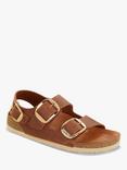 Birkenstock Milano Narrow Fit Big Buckle Oiled Leather Sandals, Cognac