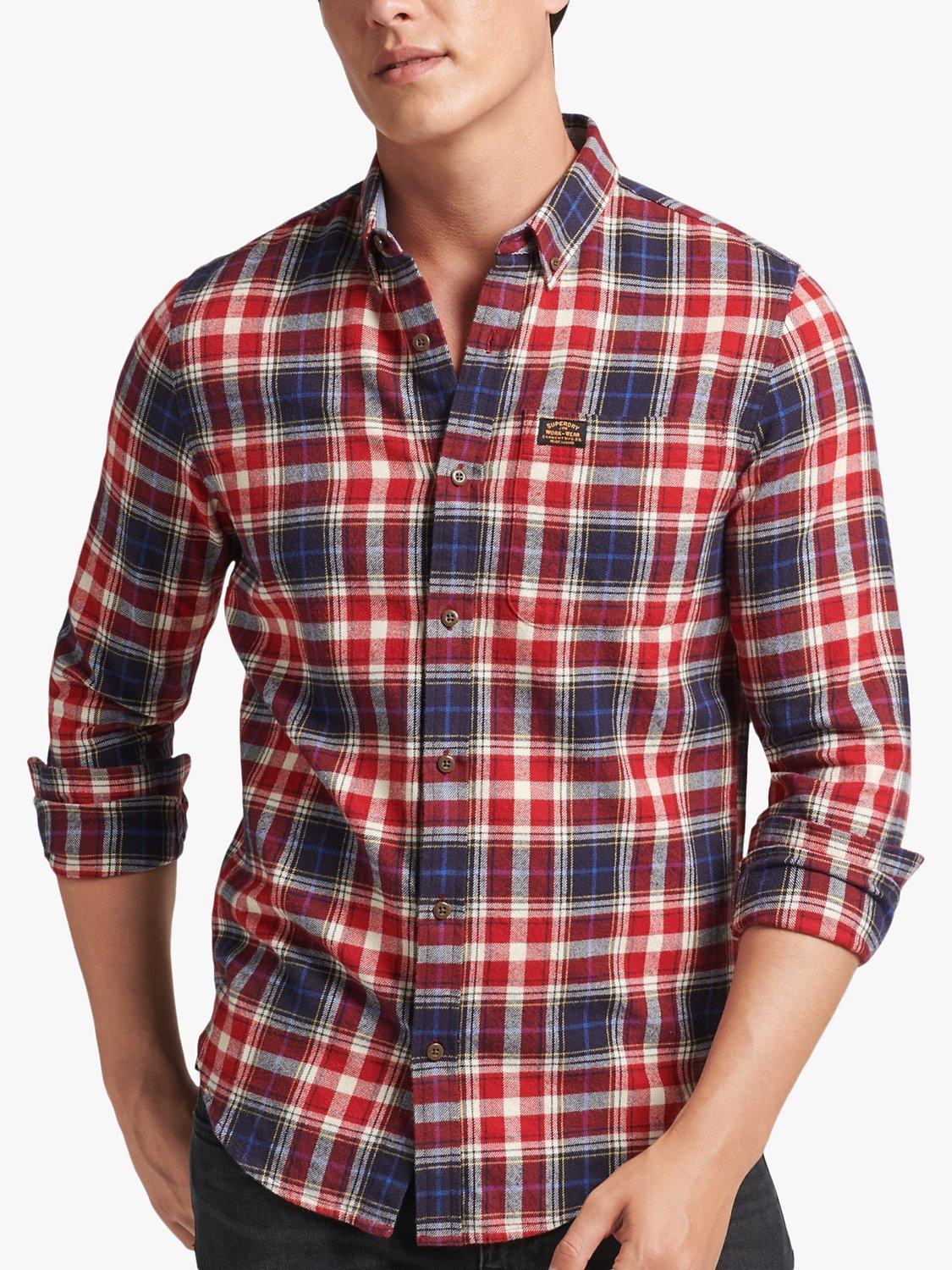 Superdry Organic Cotton Vintage Lumberjack Check Shirt, Cedar/Chilli