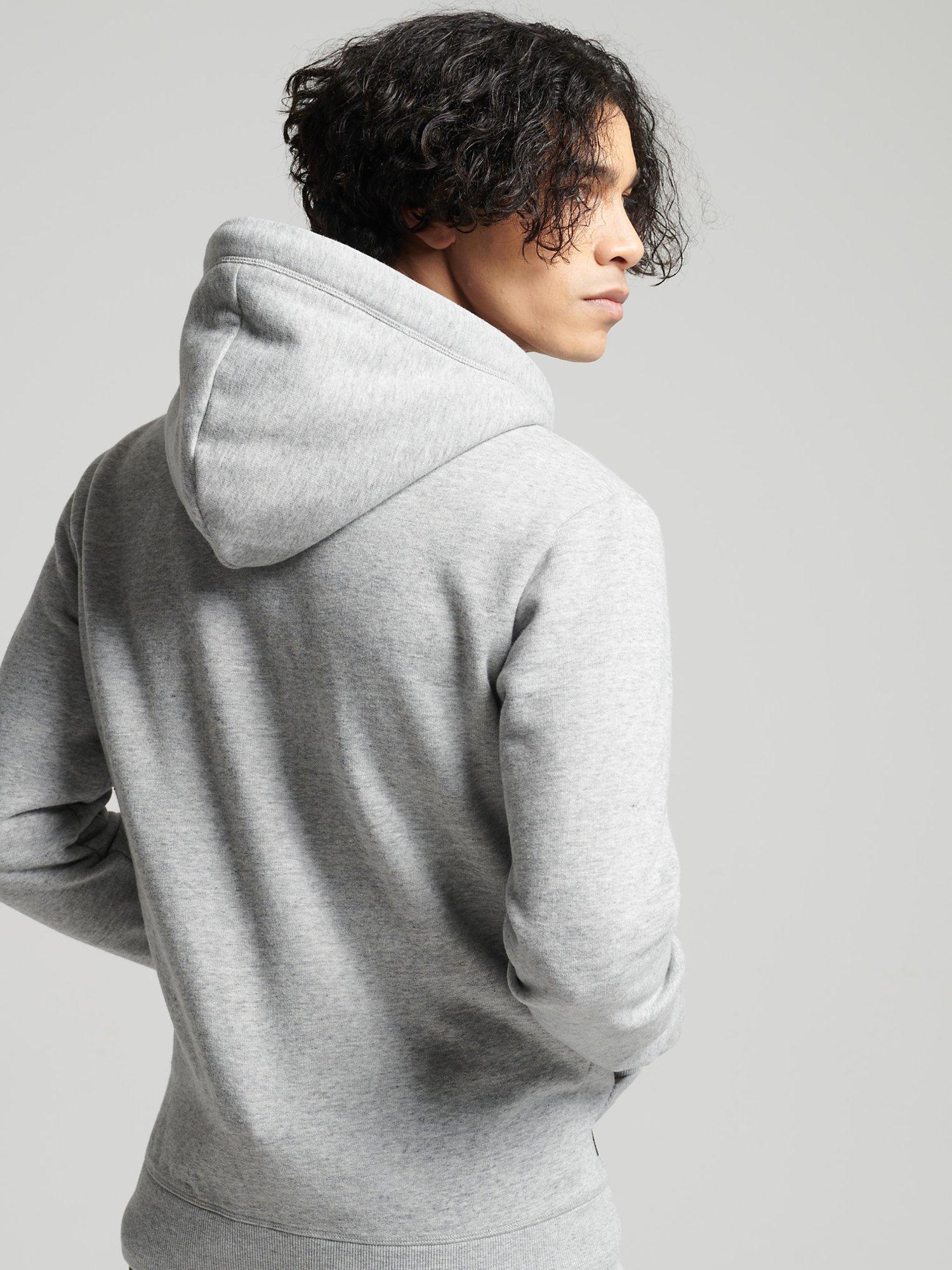 Product image 6 of 6, which shows Superdry Organic Cotton Vintage Logo Embroidered Zip Hoodie, Athletic Grey Marl, S
