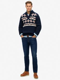 Superdry Organic Cotton Slim Straight Jeans, Rutgers Dark Ink