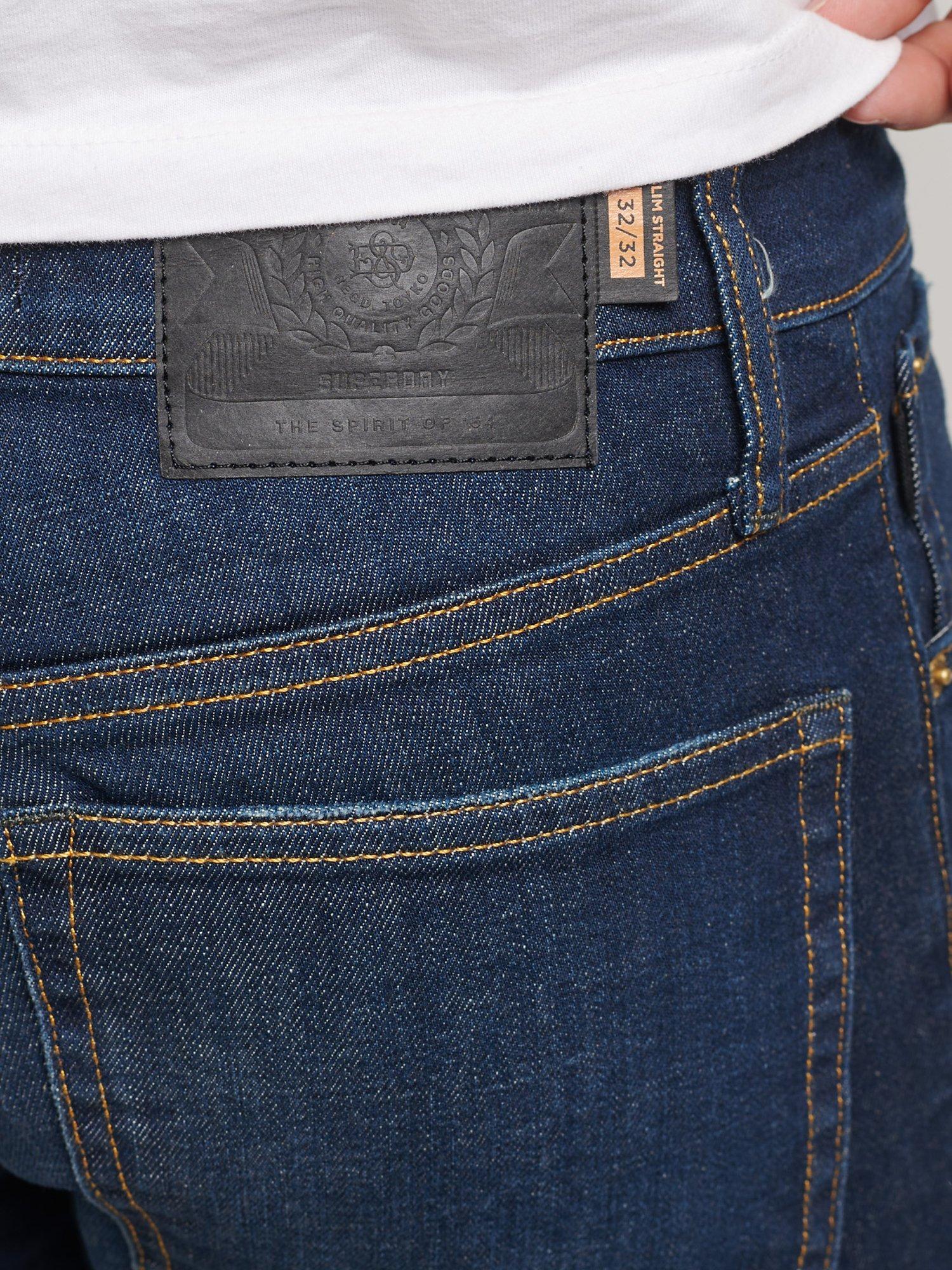 Product image 4 of 5, which shows Superdry Organic Cotton Slim Straight Jeans, Rutgers Dark Ink, W30/L30