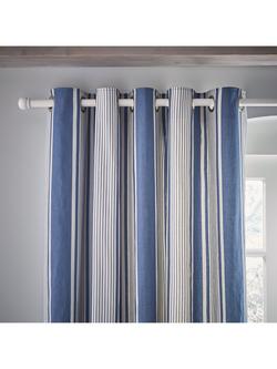 Laura Ashley Tiverton Pair Lined Eyelet Curtains, Denim - view 2, Denim