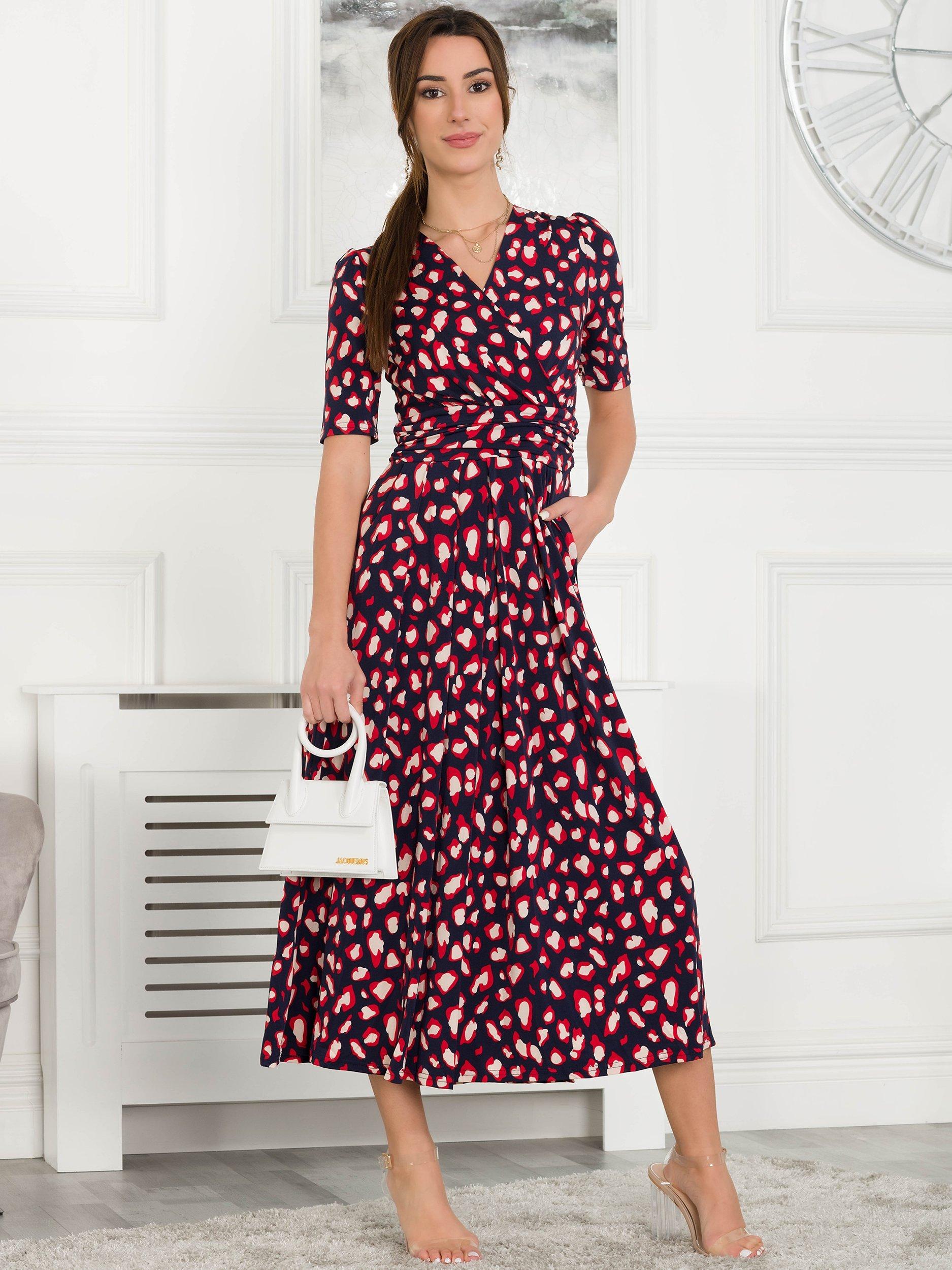 Jolie Moi Coleen Animal Print Maxi Dress, Navy/Multi