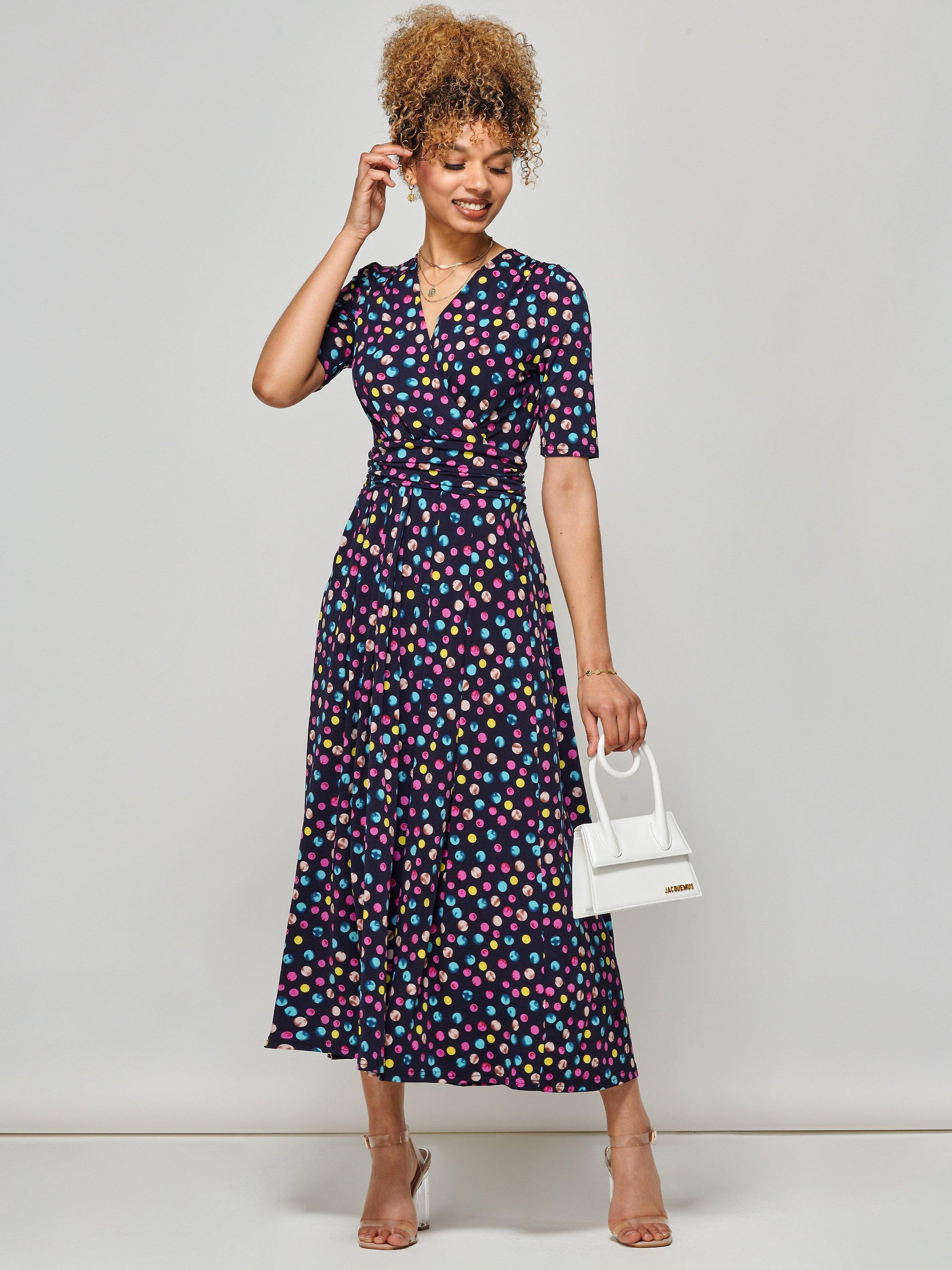Jolie Moi Coleen Spot Print Maxi Dress, Navy/Multi