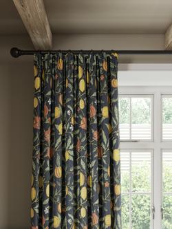 Morris & Co. Fruit Pair Lined Pencil Pleat Curtains, Ink Blue, Ink Blue