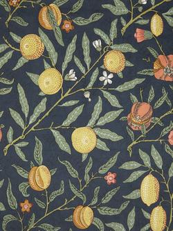 Morris & Co. Fruit Pair Lined Pencil Pleat Curtains, Ink Blue - view 2, Ink Blue