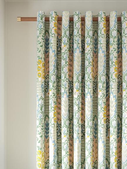 John Lewis Alva Print Pair Blackout/Thermal Lined Eyelet Curtains, Soft Teal/Multi