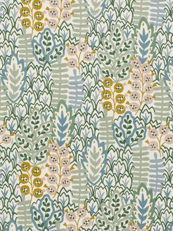 John Lewis Alva Print Pair Blackout/Thermal Lined Eyelet Curtains - view 2, Soft Teal/Multi