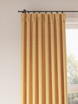 John Lewis Pyramid Print Pair Dimout/Thermal Lined Pencil Pleat Curtains, Mustard, Mustard