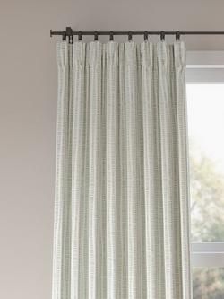 John Lewis Mesa Print Pair Dimout/Thermal Lined Pencil Pleat Curtains, Dusty Green, Dusty Green