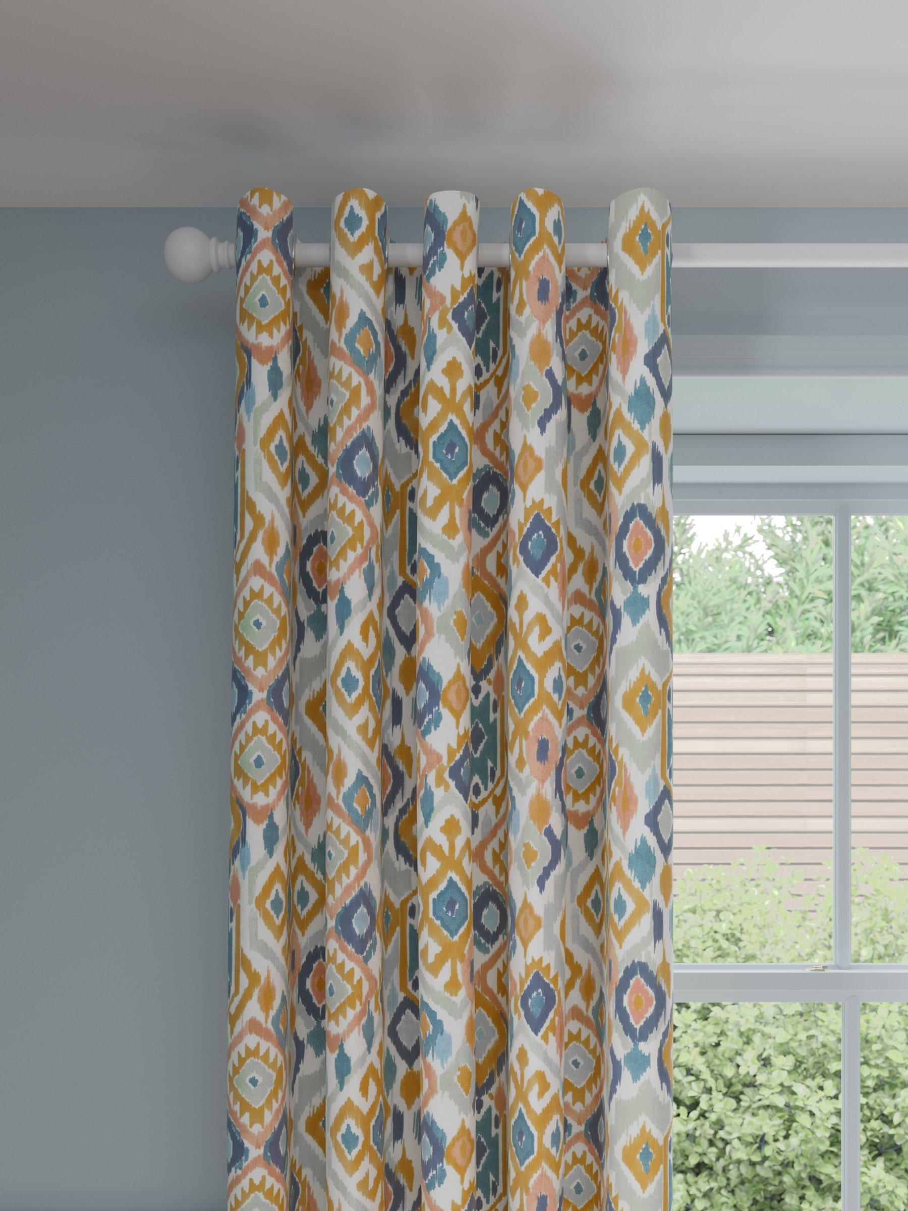 John Lewis Maya Ikat Print Pair Lined Eyelet Curtains