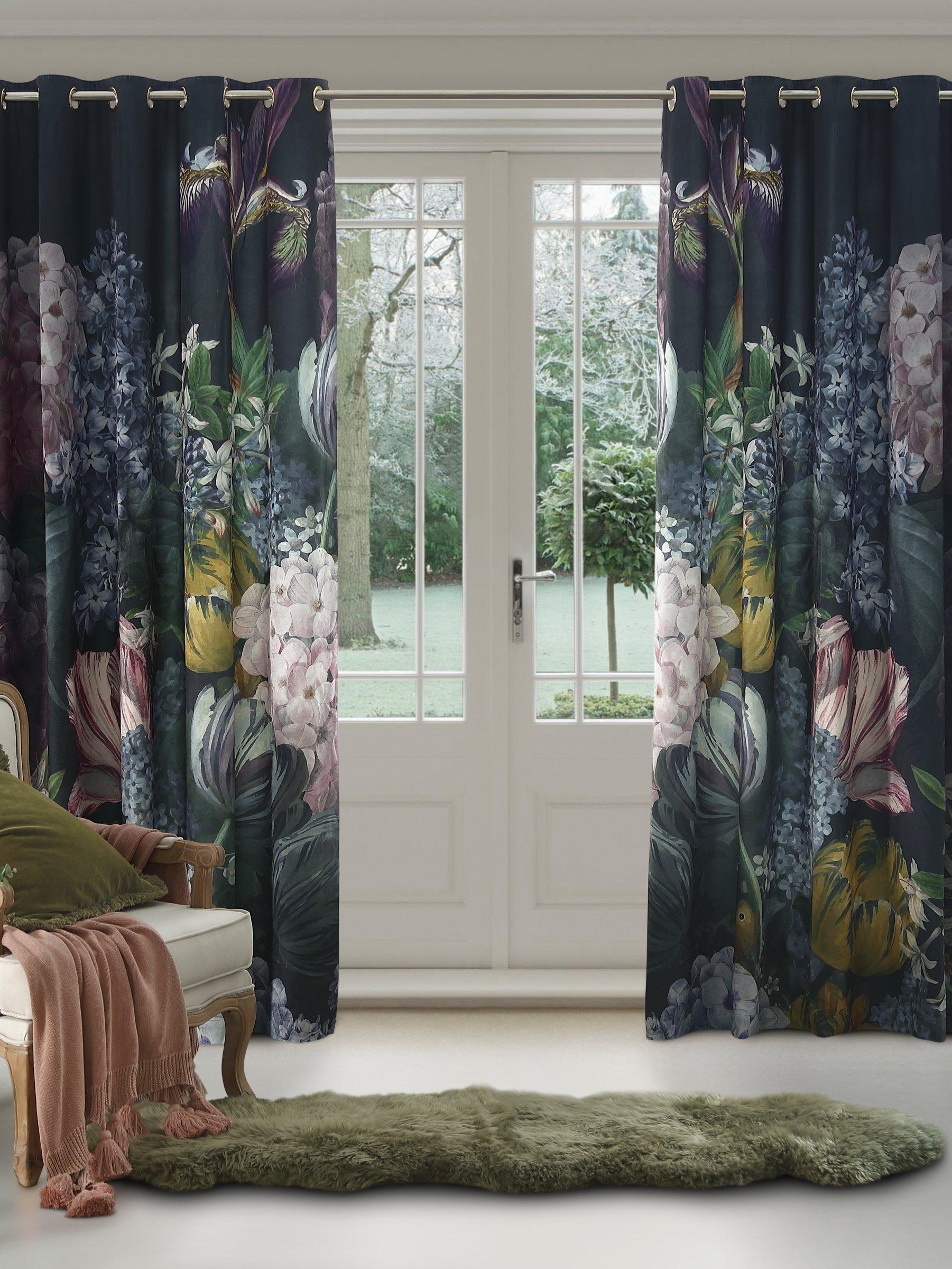 MM Linen Julia Pair Eyelet Curtains, Multi