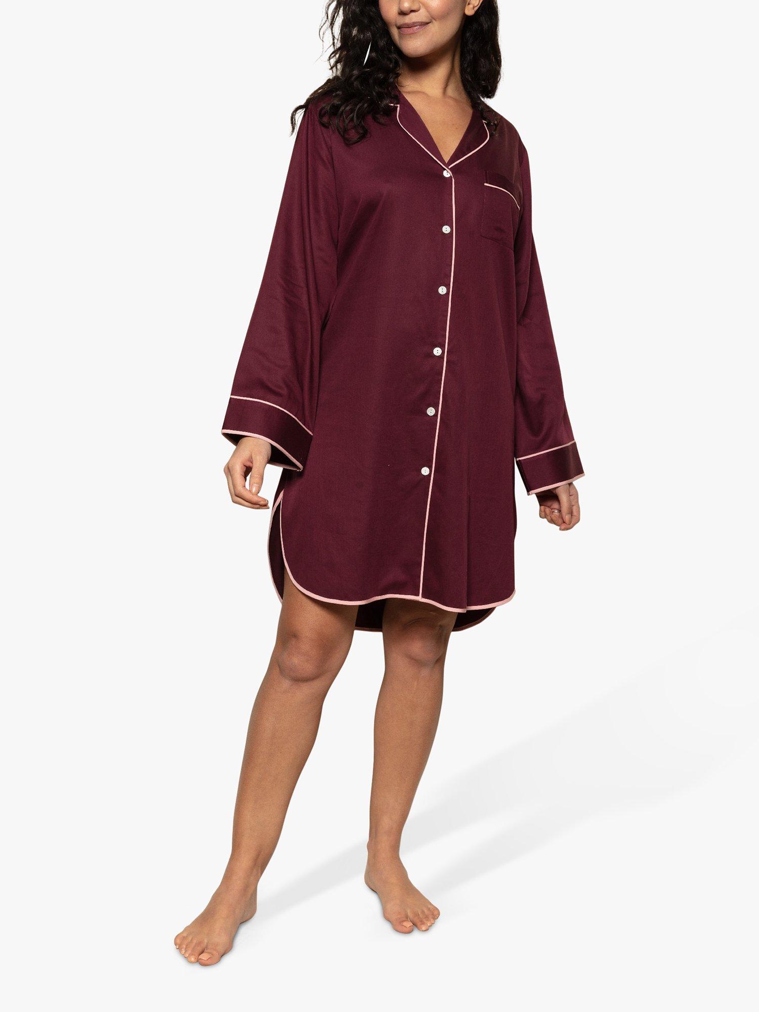 Product image 1 of 4, which shows Fable & Eve Piccadilly Nightshirt, Burgundy, 8