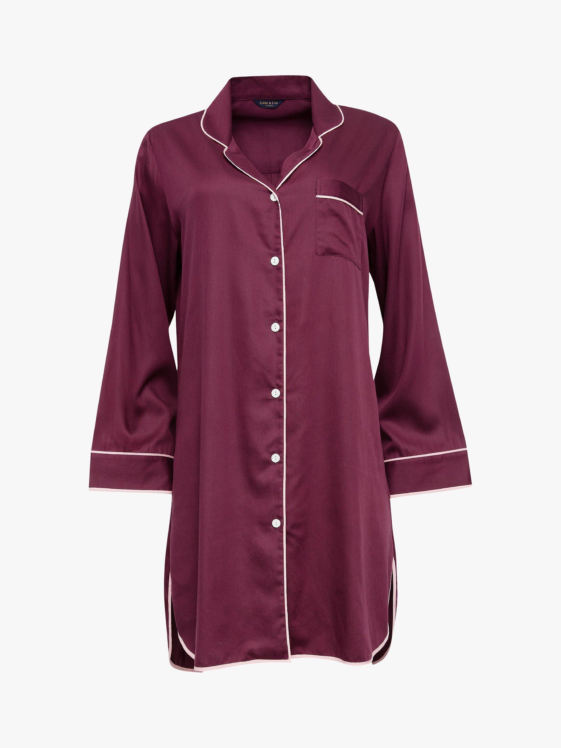 Product image 3 of 4, which shows Fable & Eve Piccadilly Nightshirt, Burgundy, 8