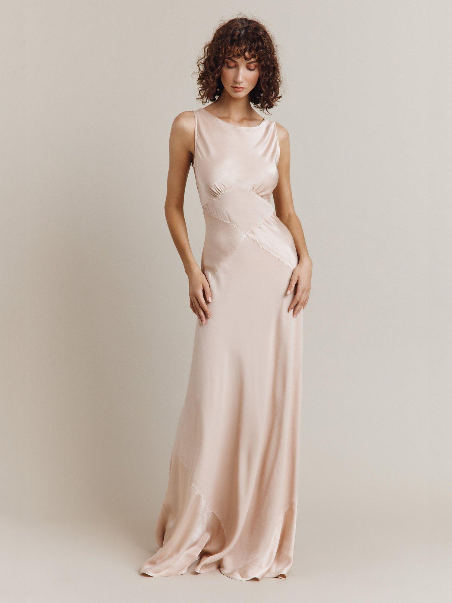 Ghost Holly Satin Maxi Dress, Oyster