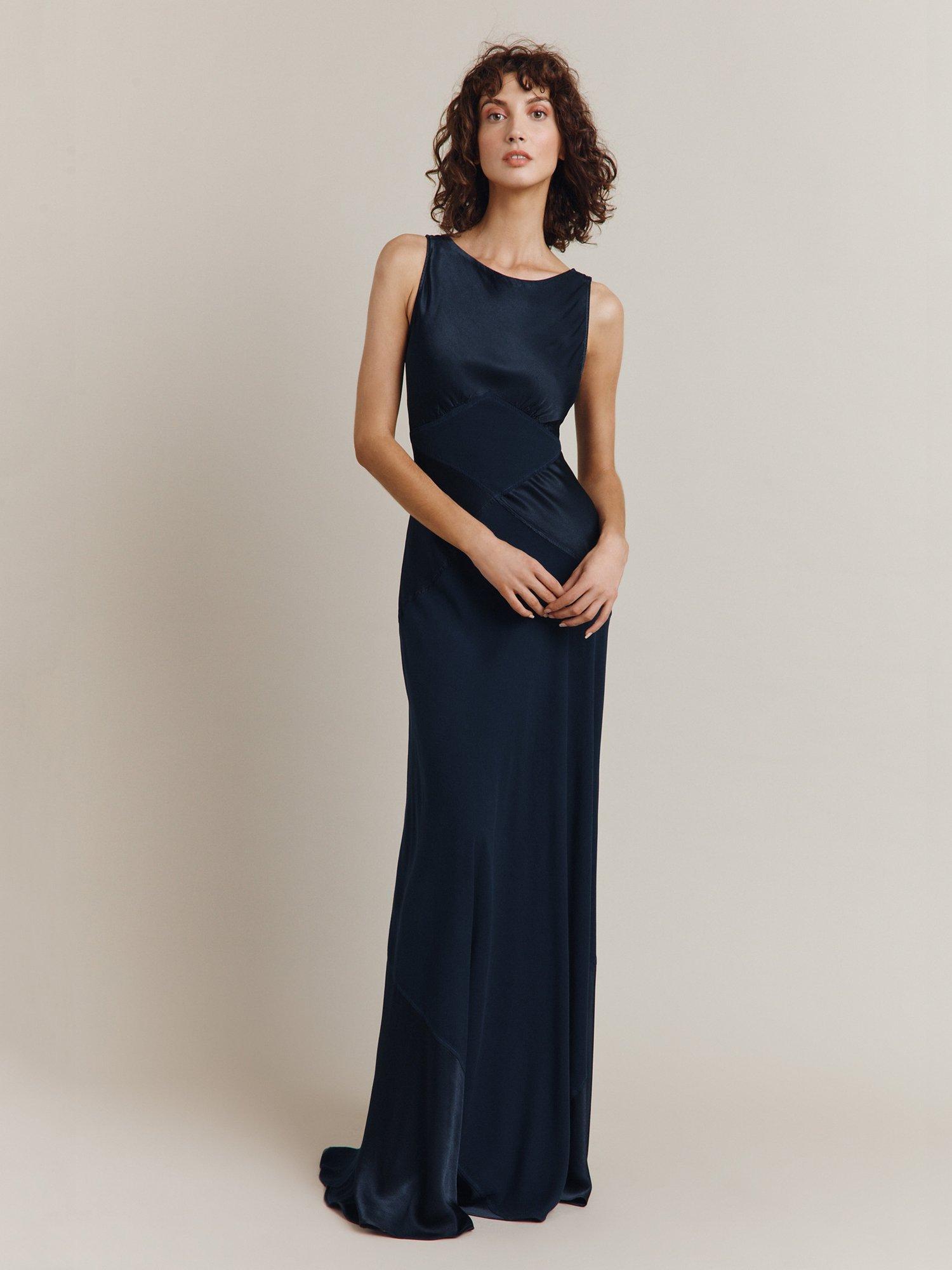 Ghost Holly Satin Maxi Dress, Navy