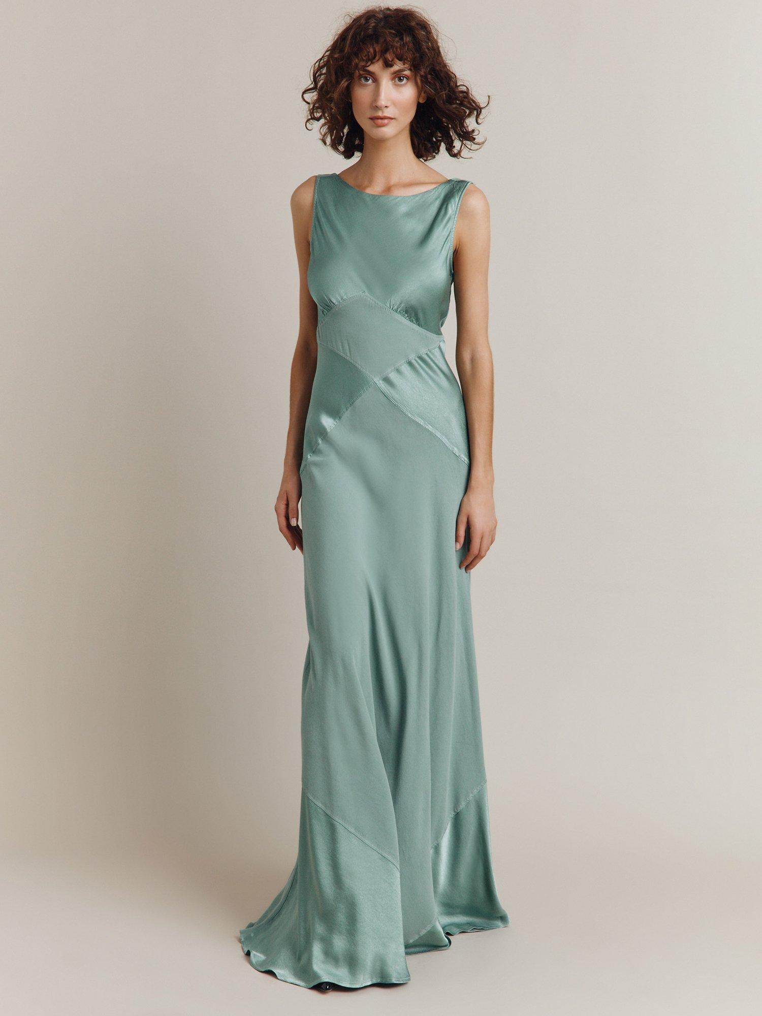 Ghost Holly Satin Maxi Dress, Sage Green